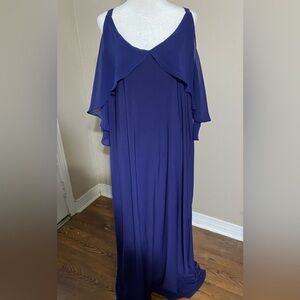 NY Collection Navy Blue Maxi Dress Cold Shoulder Cocktail Resort Wear 3X